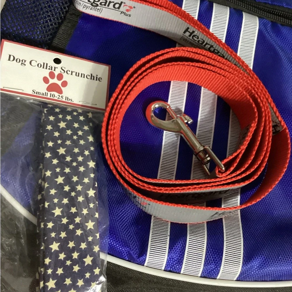 Pet Dog Mixed Accessories Lot of 6, Slow Feed Bowl Leash Harness Hat Adidas Bag